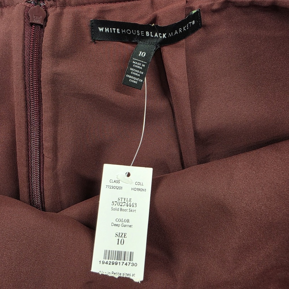 White House Black Market Maroon Faux Suede Boot Skirt Size 10 NWT Smart Casual - Picture 4 of 12